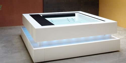 The Cube Hot Tub has a cube cabinet design
